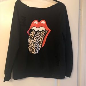 Off shoulder light weight sweatshirt